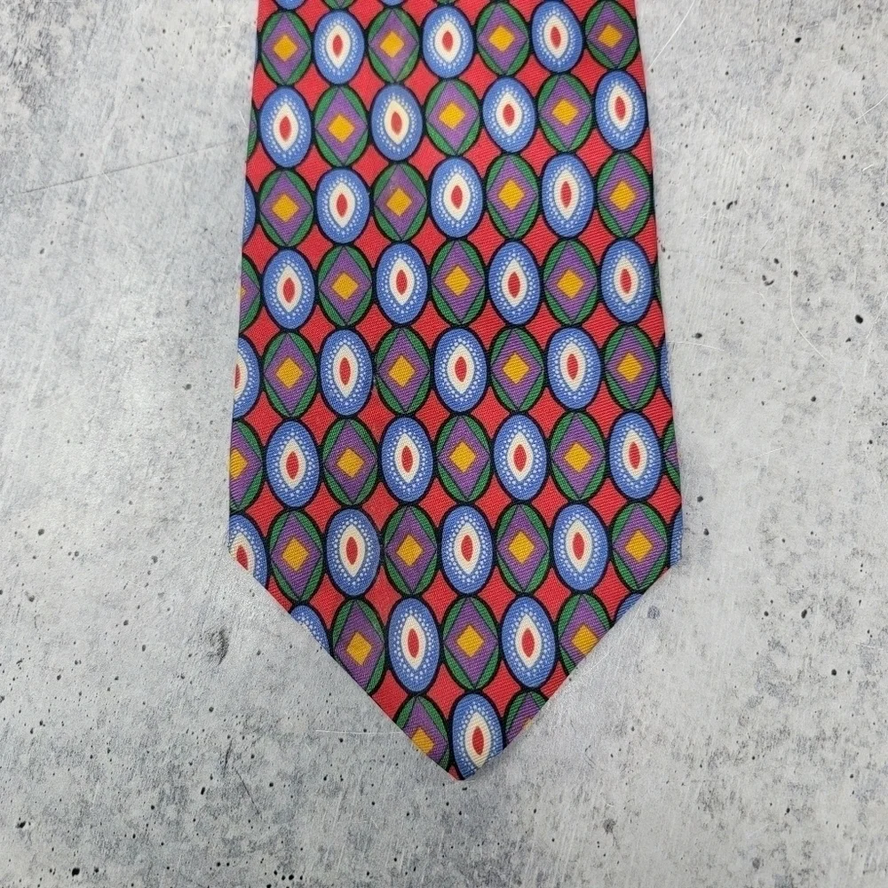 Rooster Colorful Geometric Silk Tie